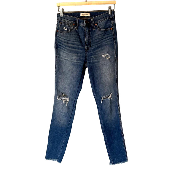 Madewell 10" High Rise Skinny Jeans Distressed in Blue SZ 28